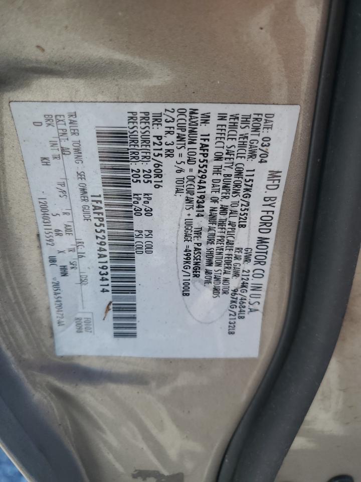 2004 Ford Taurus VIN: 1FAFP55294A193414 Lot: 81962975