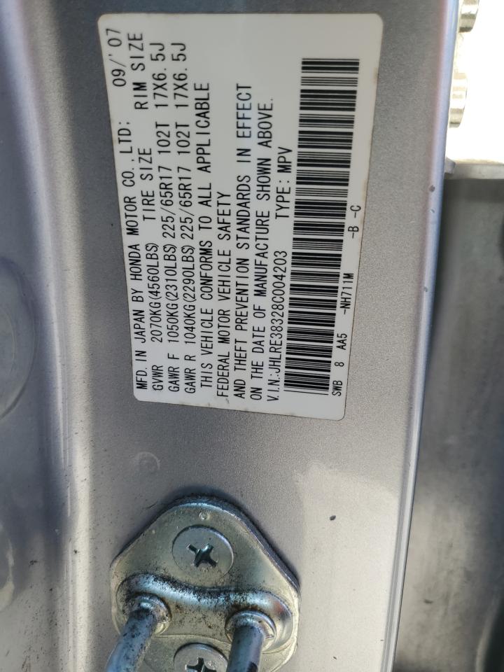 2008 Honda Cr-V Lx VIN: JHLRE38328C004203 Lot: 86768615