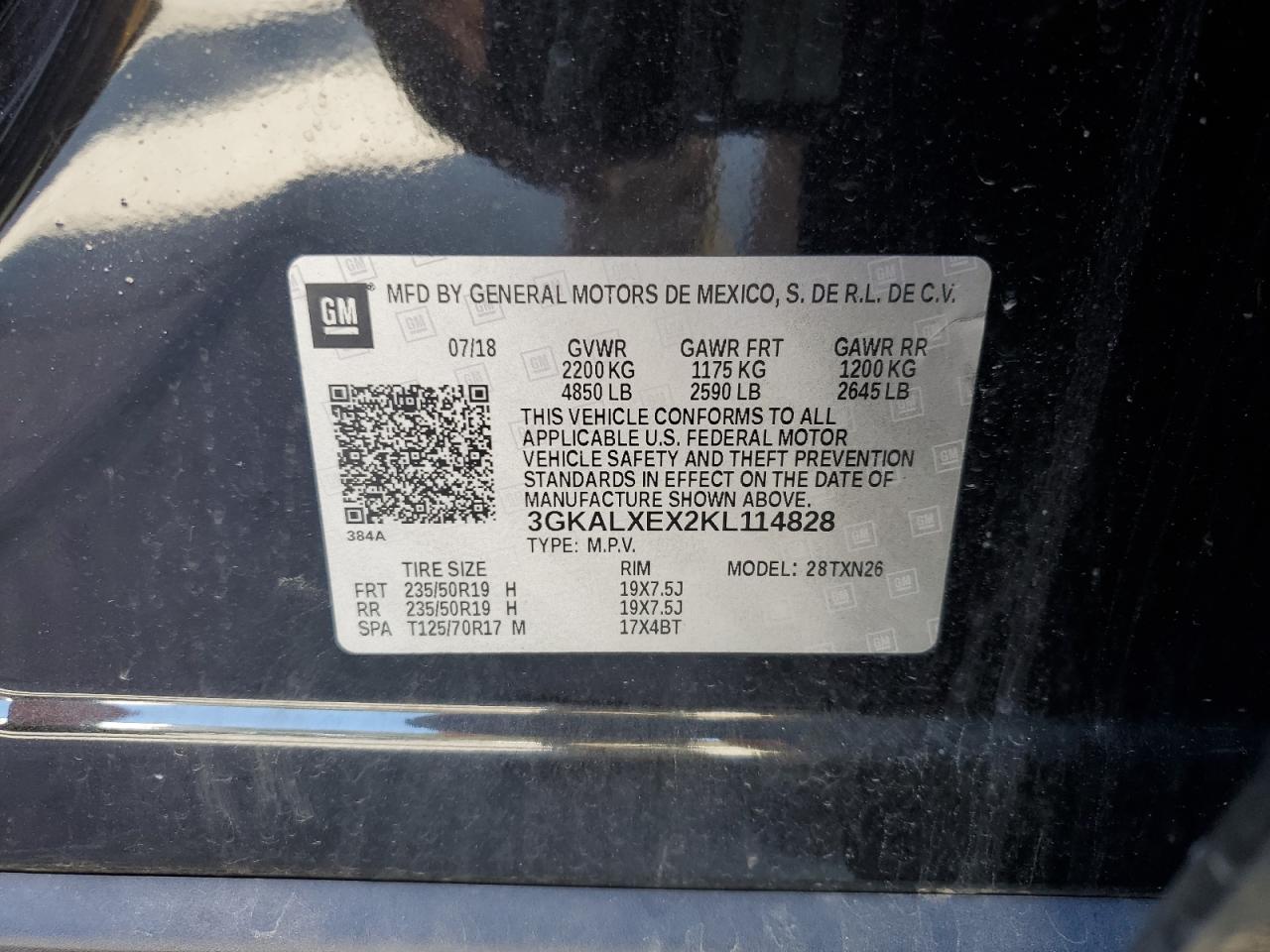 2019 GMC Terrain Denali VIN: 3GKALXEX2KL114828 Lot: 86135585