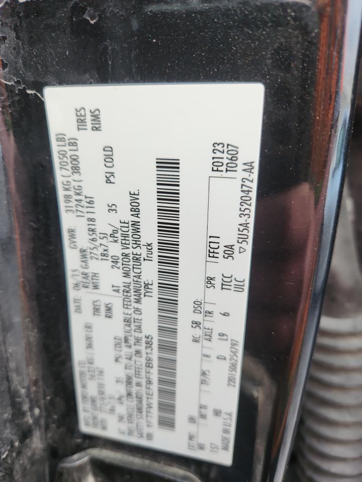 2015 Ford F150 Supercrew VIN: 1FTFW1EF9FFB91385 Lot: 86157425