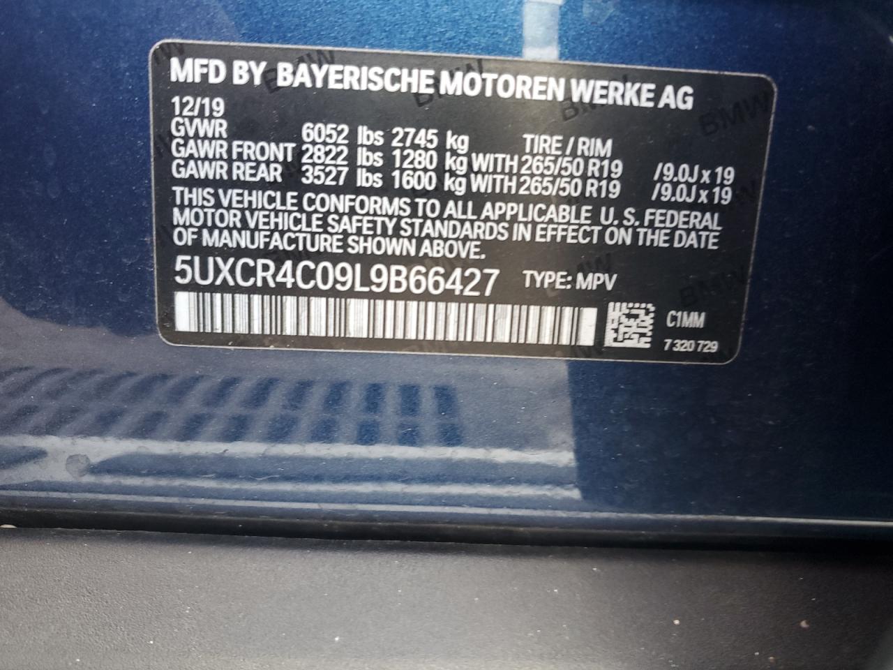 2020 BMW X5 Sdrive 40I VIN: 5UXCR4C09L9B66427 Lot: 81979895