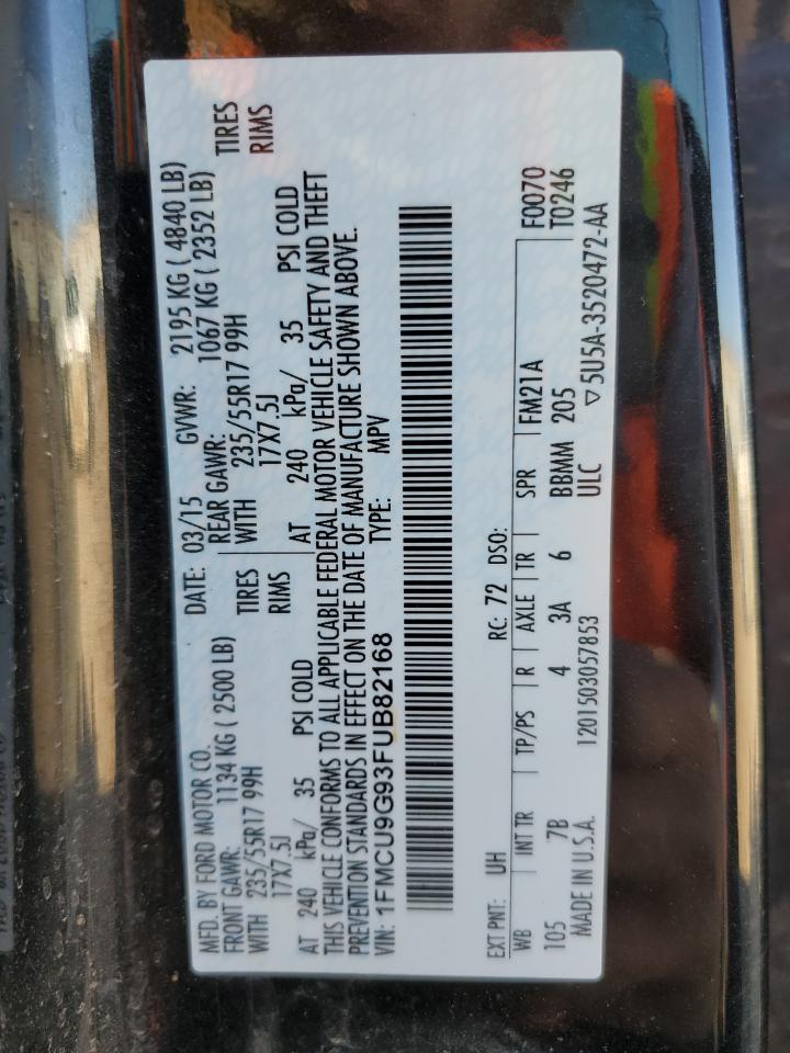 2015 Ford Escape Se VIN: 1FMCU9G93FUB82168 Lot: 86865395