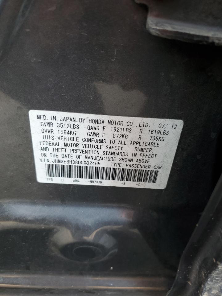 2013 Honda Fit VIN: JHMGE8H38DC002465 Lot: 84481615