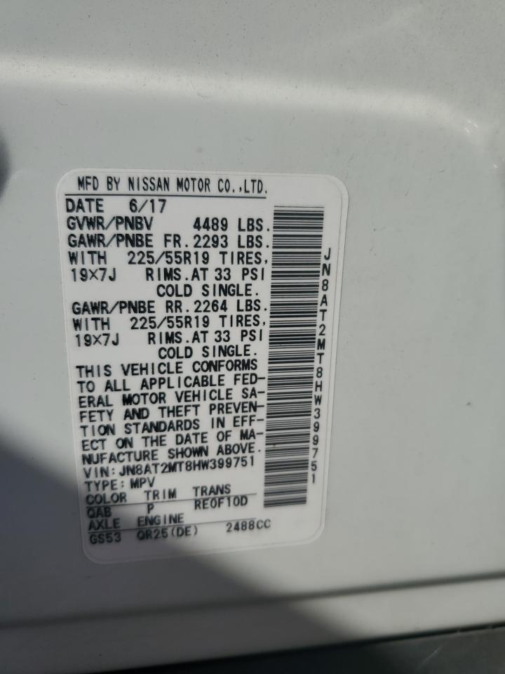 2017 Nissan Rogue S VIN: JN8AT2MT8HW399751 Lot: 86276755