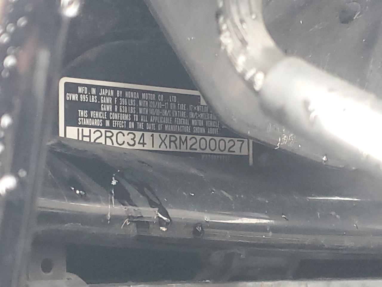 1994 Honda Pc800 VIN: JH2RC341XRM200027 Lot: 84622855
