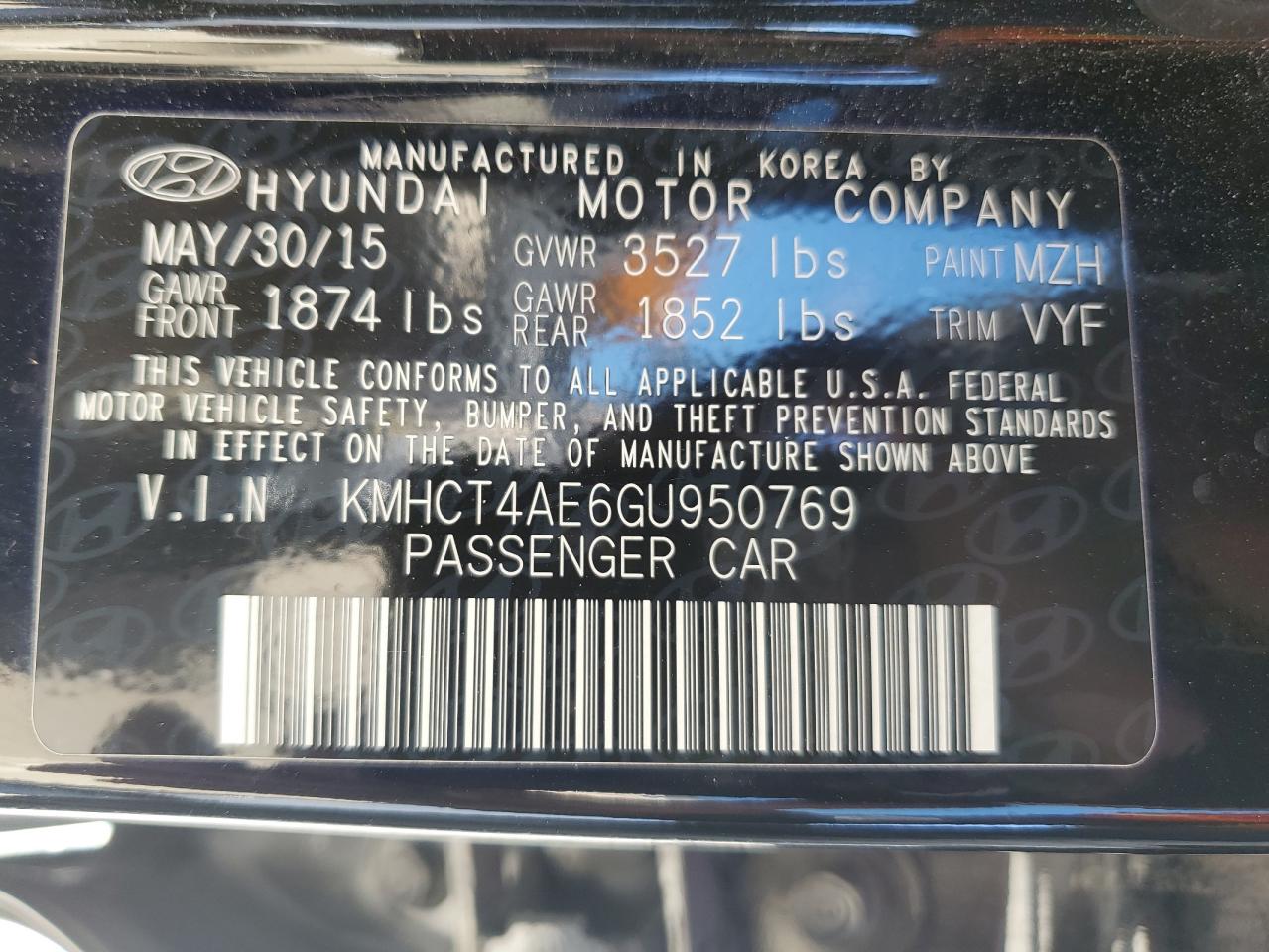 2016 Hyundai Accent Se VIN: KMHCT4AE6GU950769 Lot: 90133995