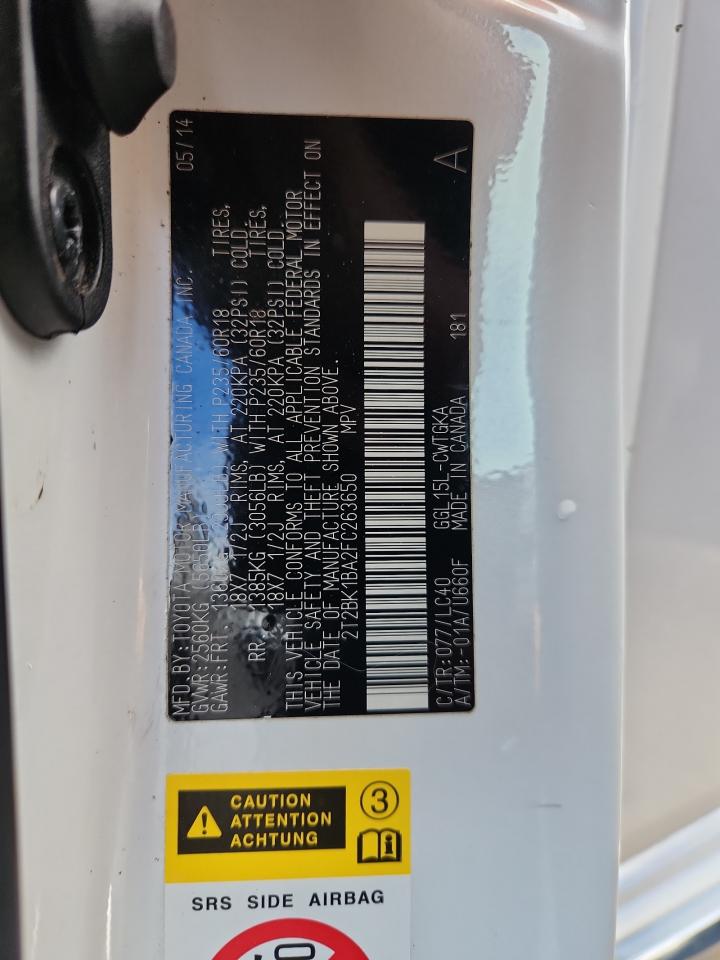 2015 Lexus Rx 350 Base VIN: 2T2BK1BA2FC263650 Lot: 85075205