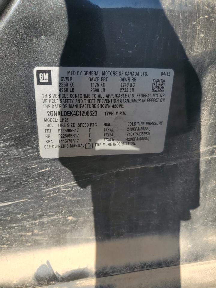 2012 Chevrolet Equinox Lt VIN: 2GNALDEK4C1296623 Lot: 84910065