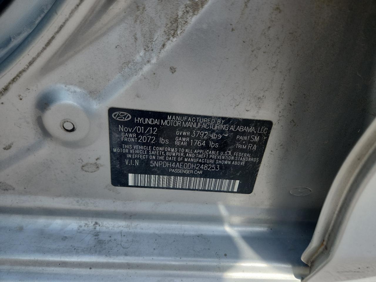 2013 Hyundai Elantra Gls VIN: 5NPDH4AE0DH248253 Lot: 85163945