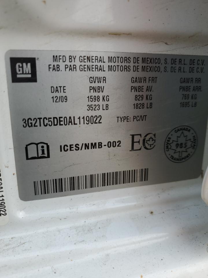 2010 Pontiac G3 Wave Se VIN: 3G2TC5DE0AL119022 Lot: 90735225