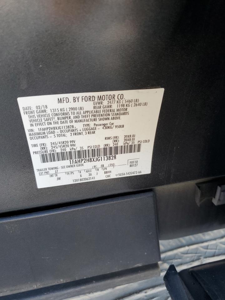 2018 Ford Taurus Sel VIN: 1FAHP2H8XJG113828 Lot: 85777785