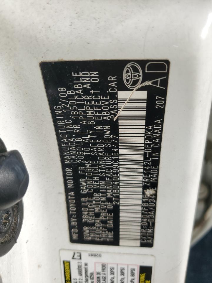 2009 Toyota Corolla Base VIN: 2T1BU40E99C164477 Lot: 85130355