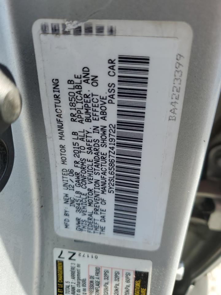 2007 Pontiac Vibe VIN: 5Y2SL65867Z419722 Lot: 84994365