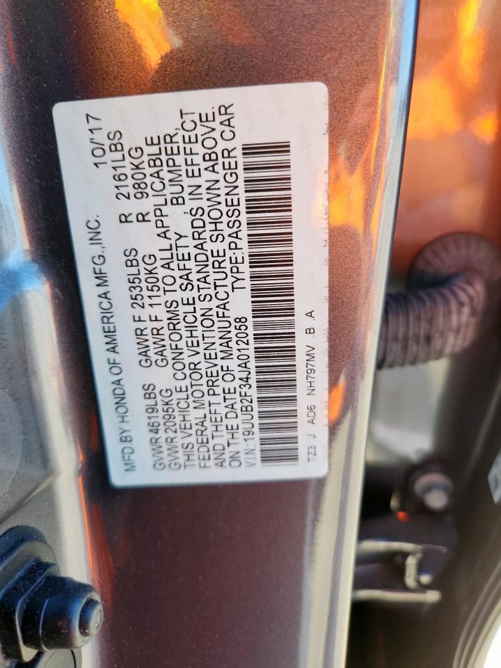 2018 Acura Tlx VIN: 19UUB2F34JA012058 Lot: 90254465