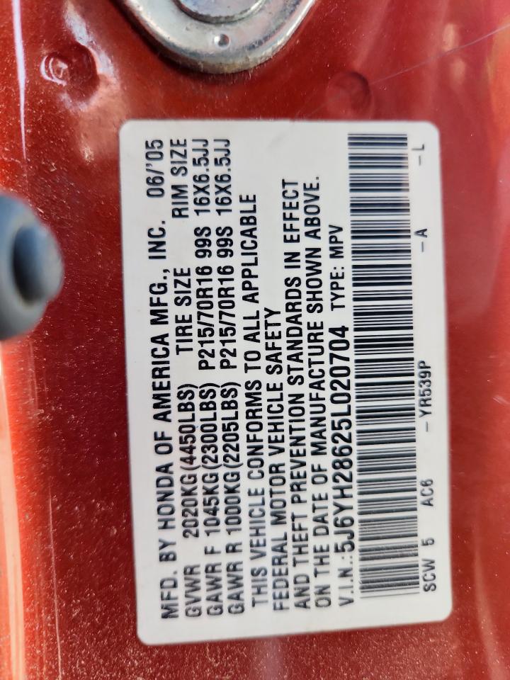 2005 Honda Element Ex VIN: 5J6YH28625L020704 Lot: 86486545