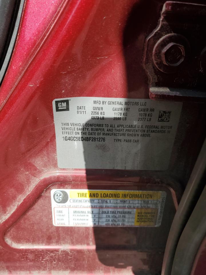 2011 Buick Lacrosse Cxl VIN: 1G4GC5ED4BF281276 Lot: 82546125