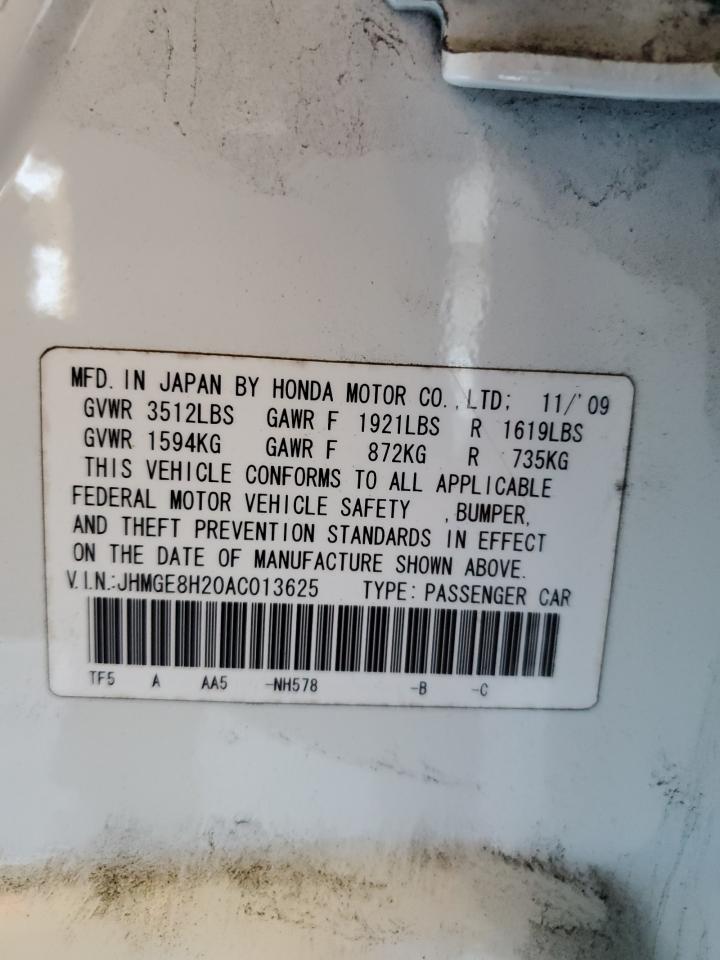 2010 Honda Fit VIN: JHMGE8H20AC013625 Lot: 85568345