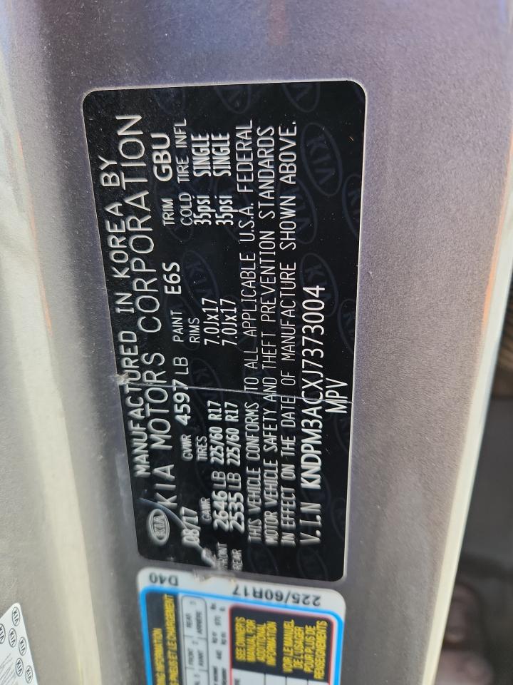 2018 Kia Sportage Lx VIN: KNDPM3ACXJ7373004 Lot: 82180325