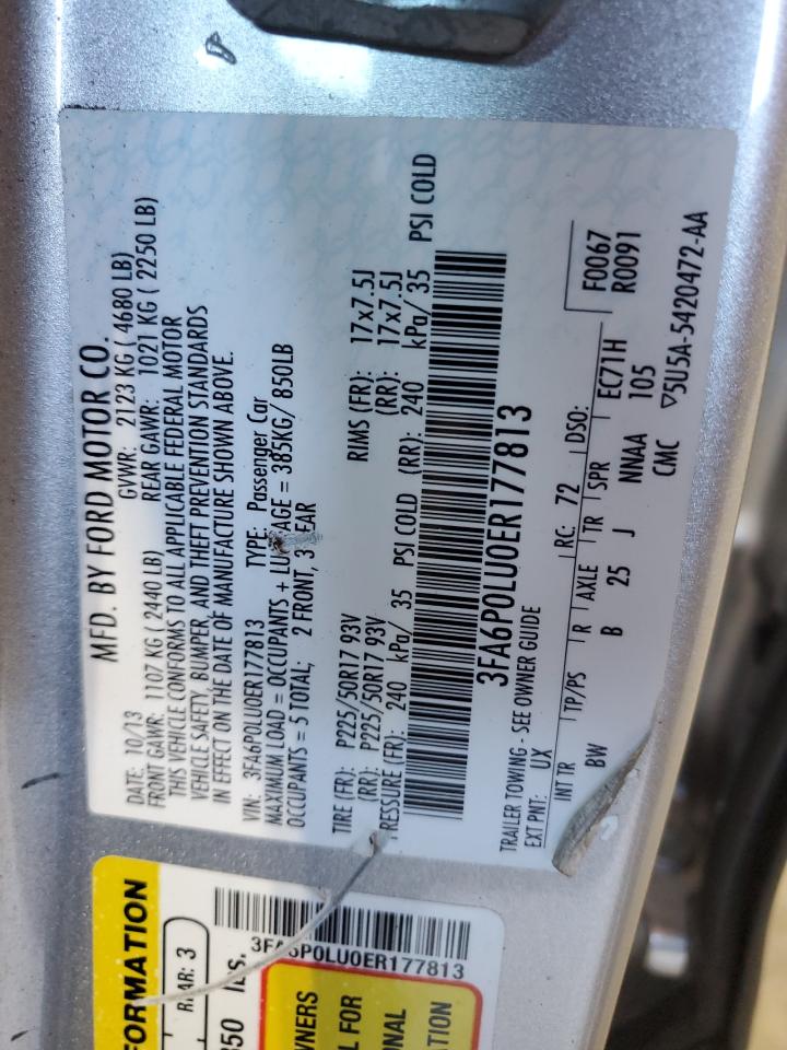 2014 Ford Fusion Se Hybrid VIN: 3FA6P0LU0ER177813 Lot: 89468065