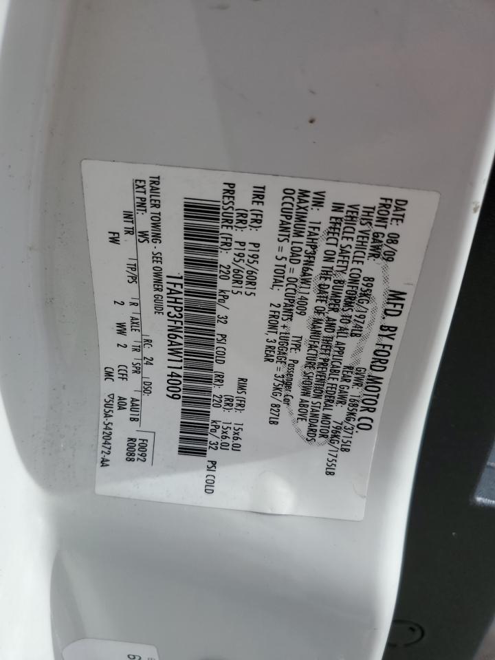 2010 Ford Focus Se VIN: 1FAHP3FN6AW114009 Lot: 85666705