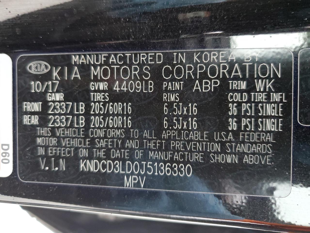 2018 Kia Niro Ex VIN: KNDCD3LD0J5136330 Lot: 85825405