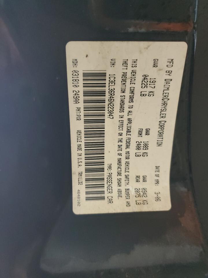 2006 Chrysler Sebring Special VIN: 1C3EL36R46N223047 Lot: 90270445