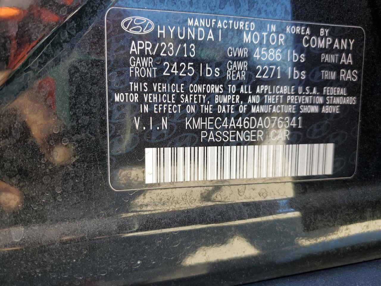 2013 Hyundai Sonata Hybrid VIN: KMHEC4A42DA085005 Lot: 84578025