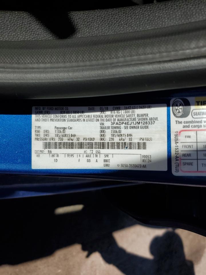 2018 Ford Fiesta Se VIN: 3FADP4EJ1JM128337 Lot: 84909285