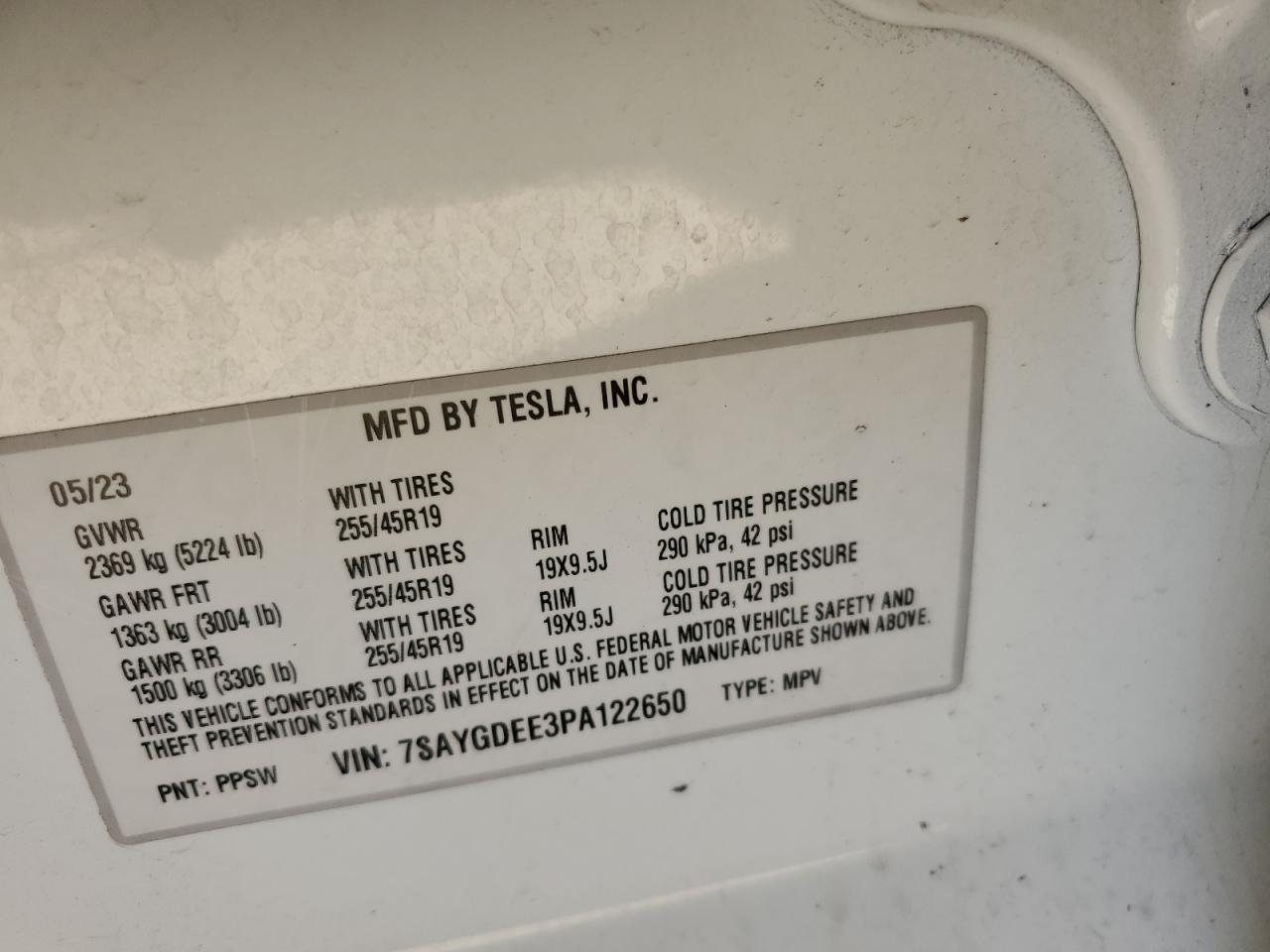 2023 Tesla Model Y VIN: 7SAYGDEE3PA122650 Lot: 82781995