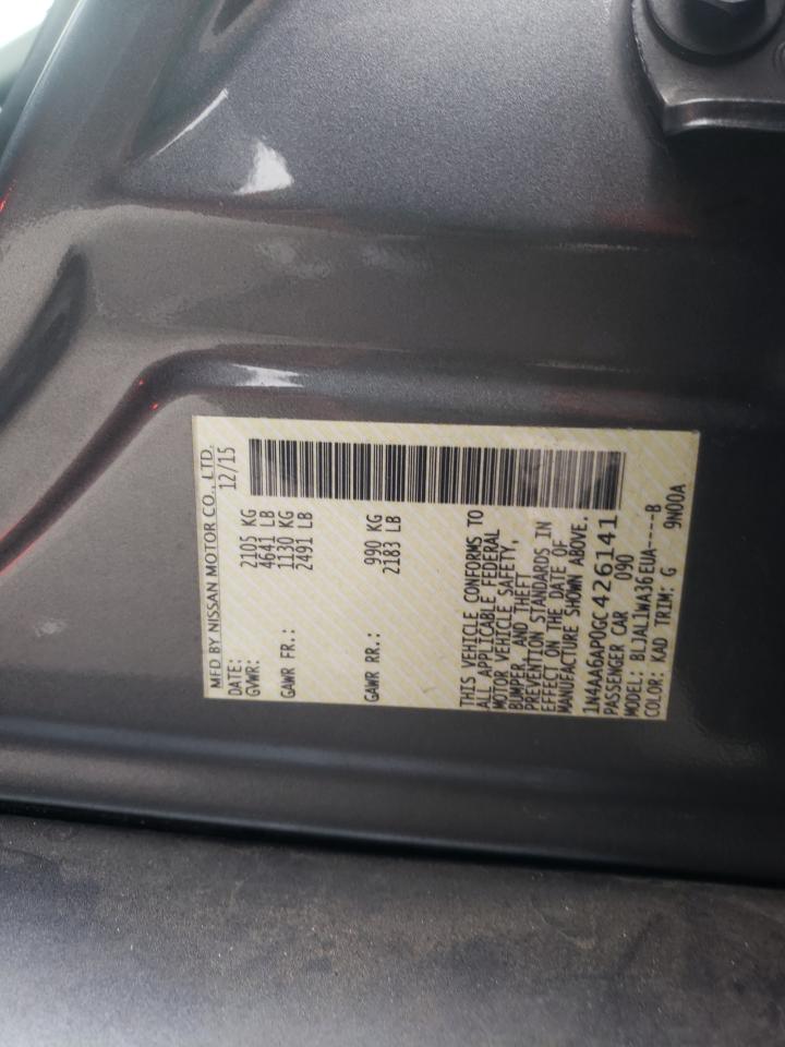 2016 Nissan Maxima 3.5S VIN: 1N4AA6AP0GC426141 Lot: 85365235