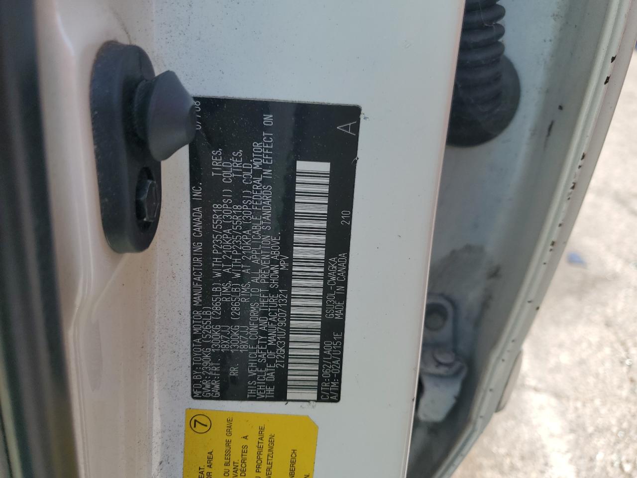 2009 Lexus Rx 350 VIN: 2T2GK31U79C071321 Lot: 84990355