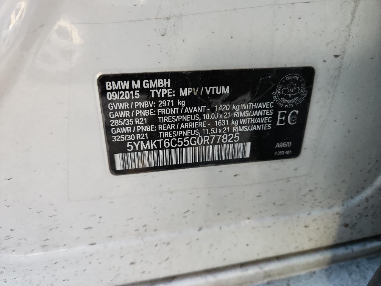 2016 BMW X5 M VIN: 5YMKT6C55G0R77825 Lot: 82206295