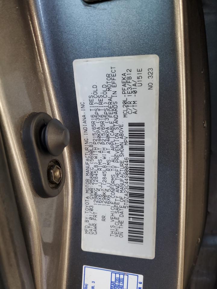 2004 Toyota Sienna Ce VIN: 5TDZA23C44S000446 Lot: 82398625