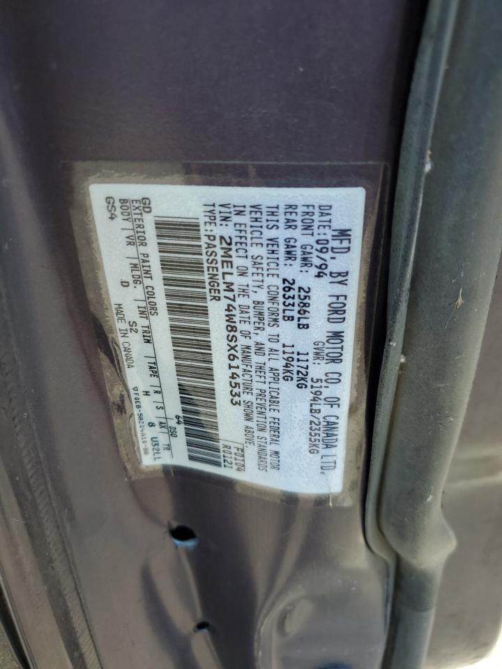 1995 Mercury Grand Marquis Gs VIN: 2MELM74W8SX614533 Lot: 85594865