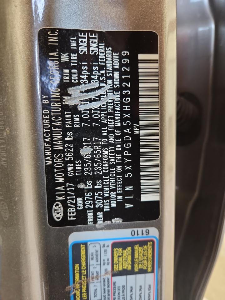 2017 Kia Sorento Lx VIN: 5XYPGDA5XHG321299 Lot: 82328895