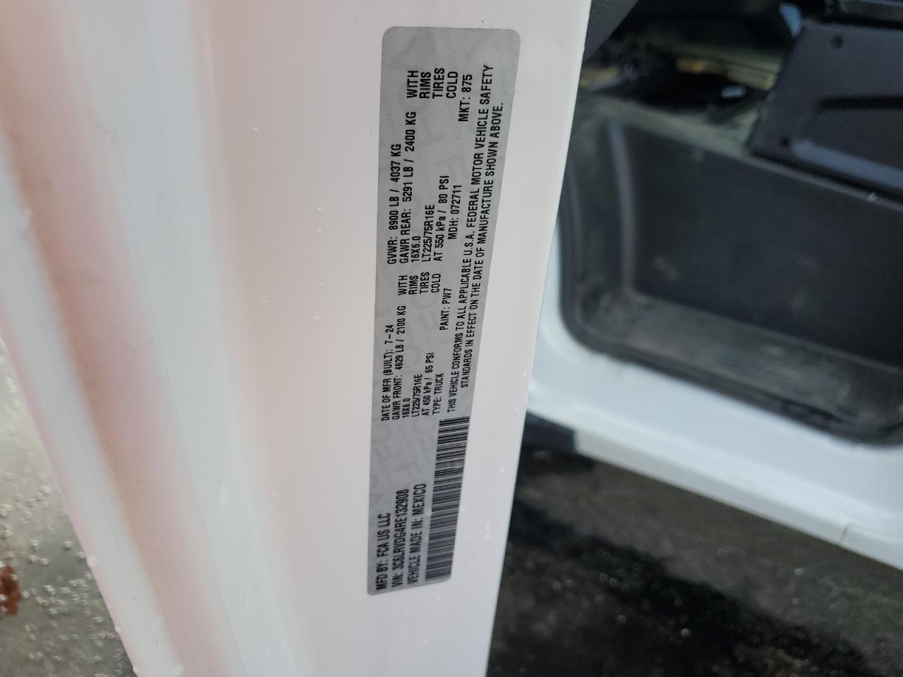 2024 Ram Promaster 2500 2500 High VIN: 3C6LRVDG4RE132908 Lot: 85829795