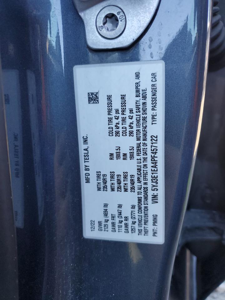 2023 Tesla Model 3 VIN: 5YJ3E1EA4PF457122 Lot: 90506875
