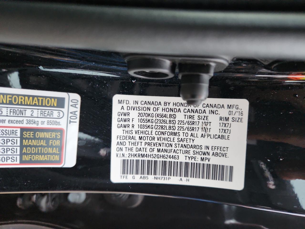 2016 Honda Cr-V Ex VIN: 2HKRM4H52GH624463 Lot: 89800975