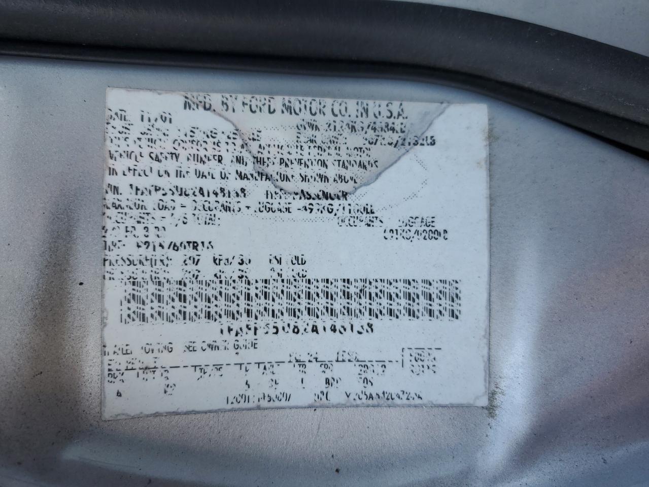 2002 Ford Taurus Ses VIN: 1FAFP55U82A148138 Lot: 89560775