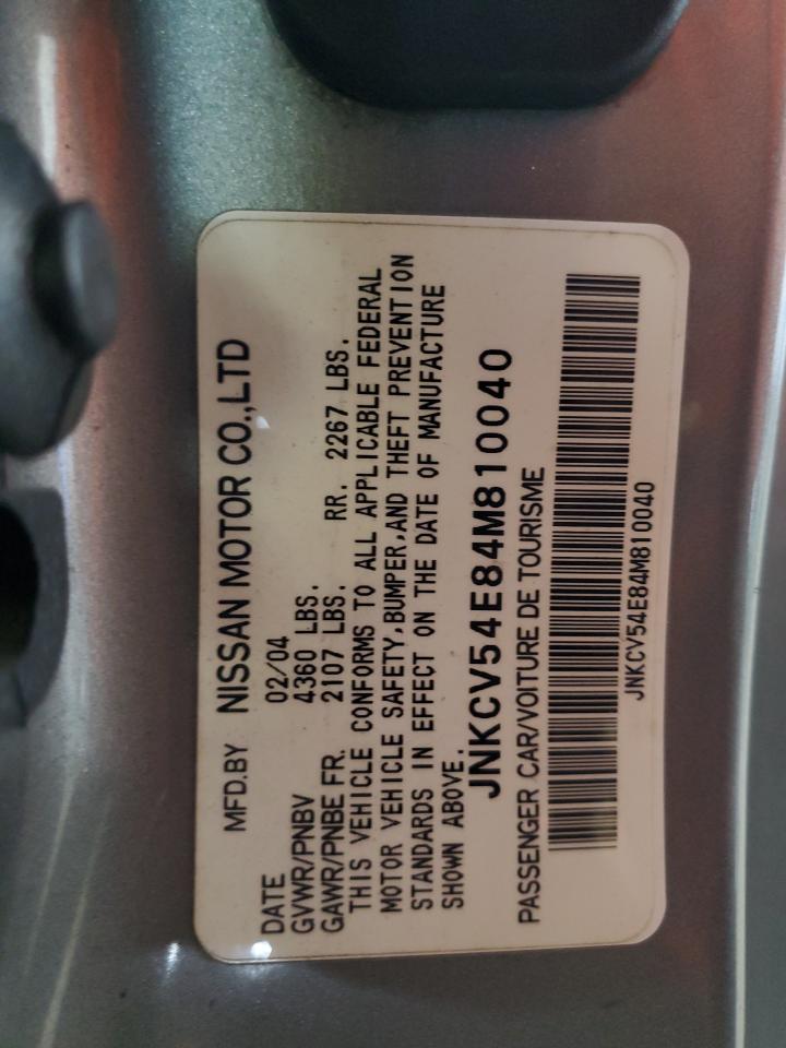 2004 Infiniti G35 VIN: JNKCV54E84M810040 Lot: 85289645