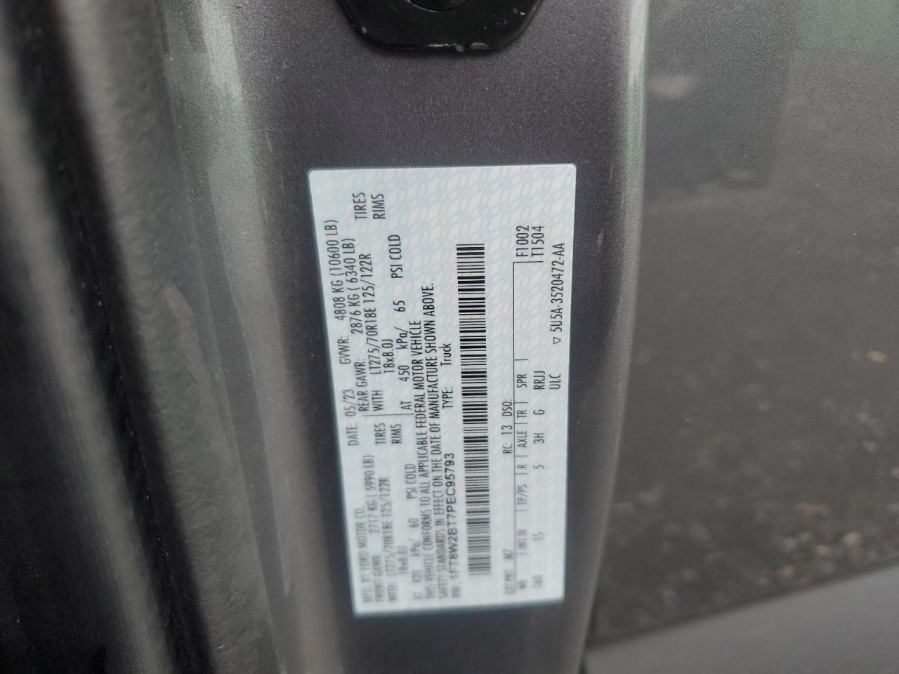 2023 Ford F250 Super Duty VIN: 1FT8W2BT7PEC95793 Lot: 86439085