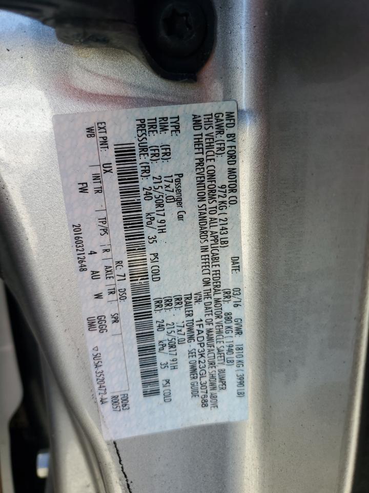 2023 Ford Focus Se VIN: 1FADP3K23GL307688 Lot: 89670015