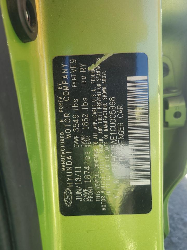 2012 Hyundai Accent Gls VIN: KMHCU5AE1CU005998 Lot: 85882705