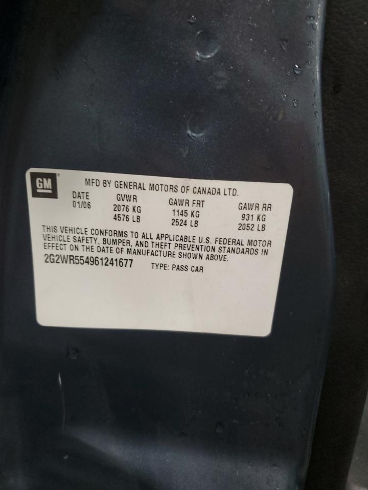 2006 Pontiac Grand Prix Gt VIN: 2G2WR554961241677 Lot: 84791345