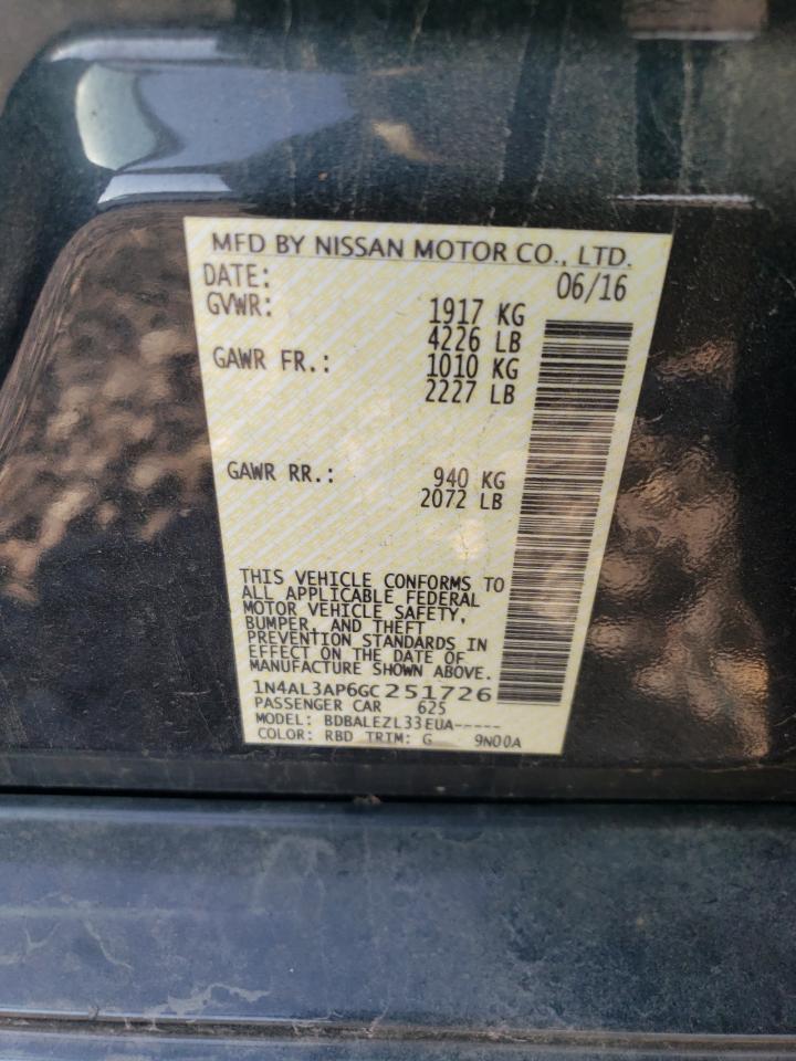 2016 Nissan Altima 2.5 VIN: 1N4AL3AP6GC251726 Lot: 82270045