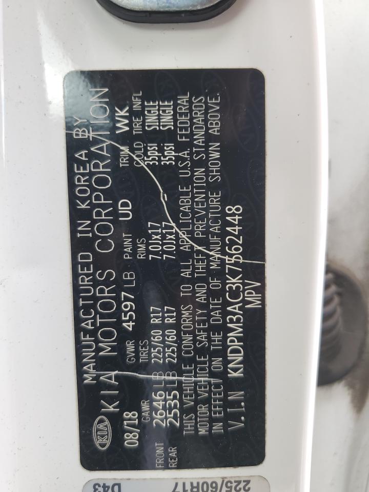 2019 Kia Sportage Lx VIN: KNDPM3AC3K7562448 Lot: 82300005