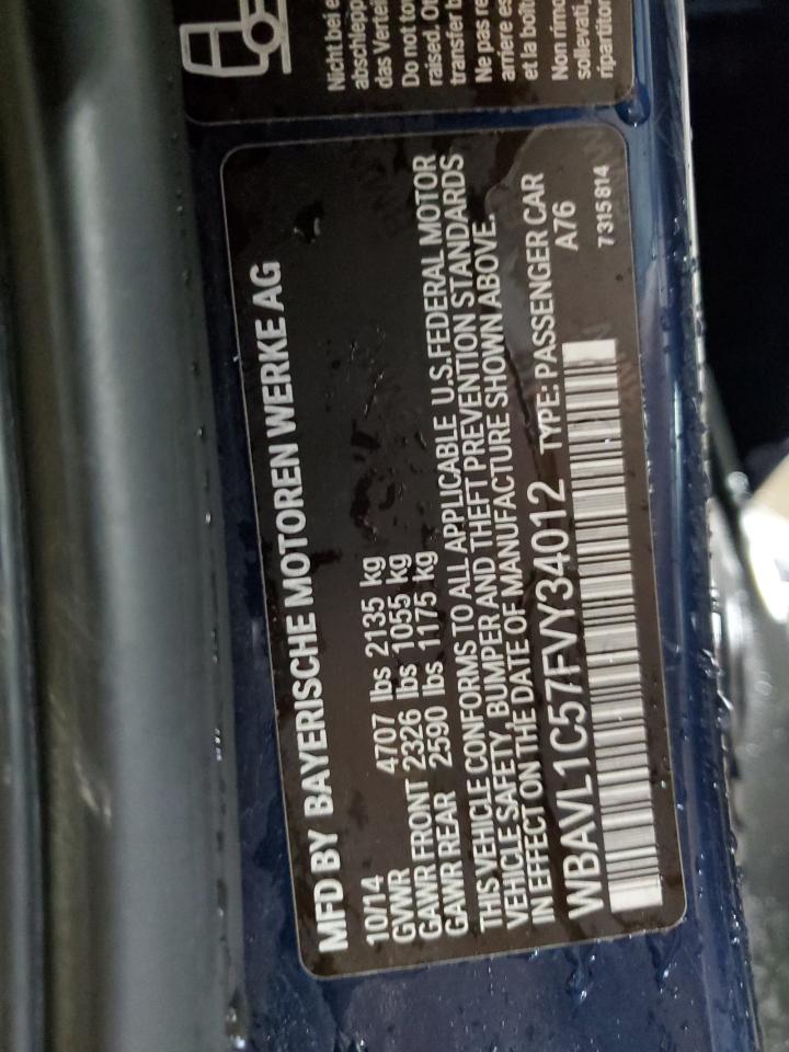 2015 BMW X1 xDrive28I VIN: WBAVL1C57FVY34012 Lot: 84575225