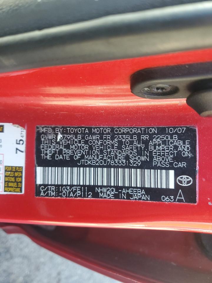 2008 Toyota Prius VIN: JTDKB20U783331329 Lot: 85116845