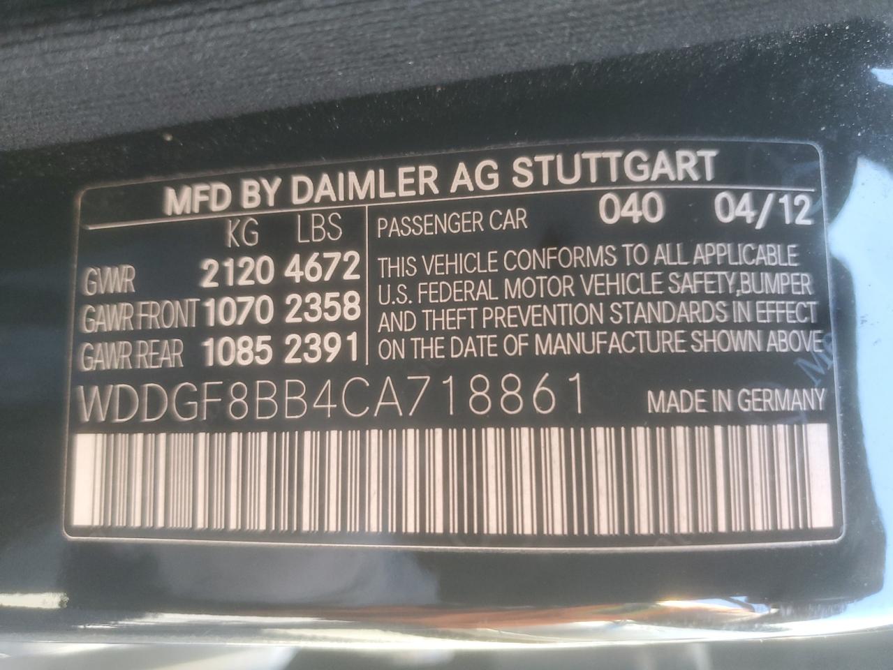 2012 Mercedes-Benz C 300 4Matic VIN: WDDGF8BB4CA718861 Lot: 86823805