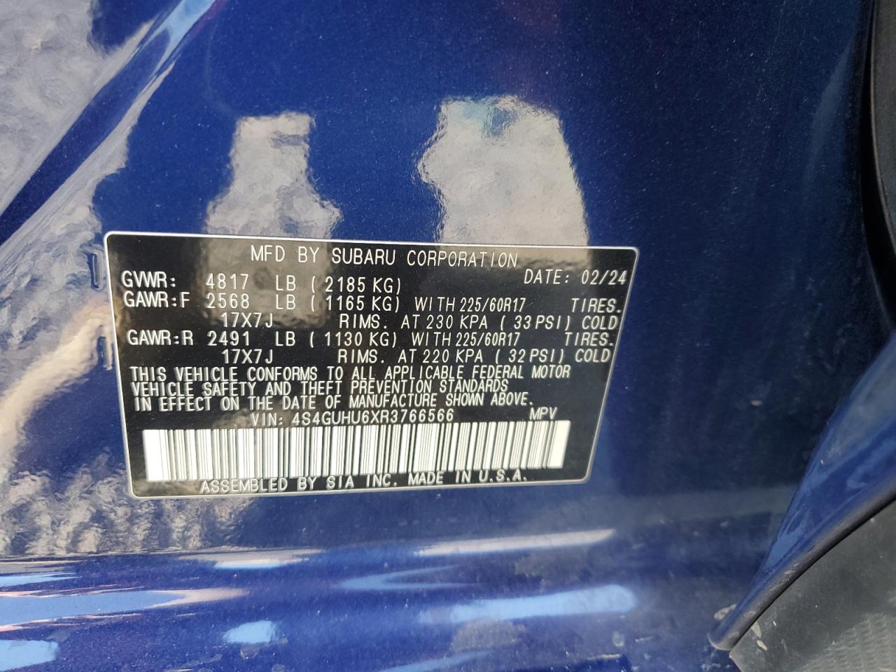 2024 Subaru Crosstrek Wilderness VIN: 4S4GUHU6XR3766566 Lot: 89922485